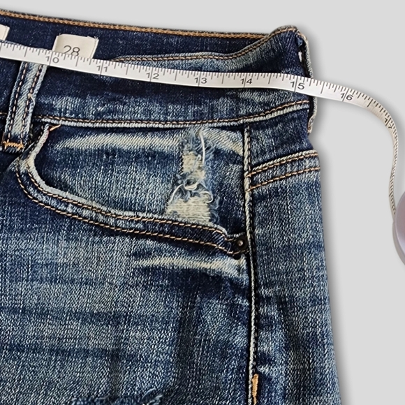 Sneak Peek Women's Denim Shorts Size 28 Blue Distressed Stars & Stripes Pockets - Picture 13 of 16